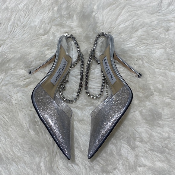 Jimmy Choo Saeda 100 glitter plexi &‎ leather pump size 36.5EU - Picture 11 of 13